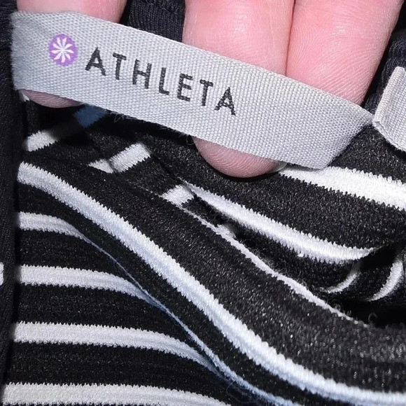 Athleta Striped Mala Bodycon Athleisure Black White Colorblock Slimming M - Picture 3 of 9